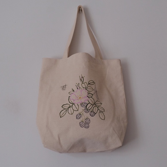 Handmade Floral Painted Tote Bag - Picture 1 of 2